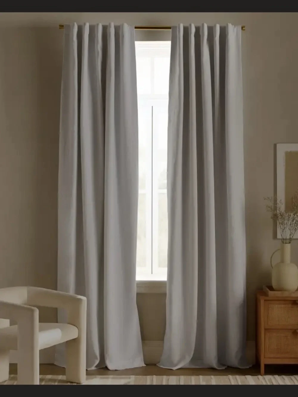 Quince 96x84 White Linen Blackout Curtain Panel
